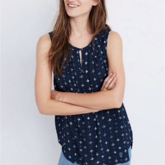 Madewell Memory Blue Tank With Keyhole XS - Picture 3 of 10